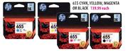 HP 655 Cyan,Yellow,Magenta Or Black Each