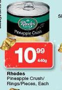 Rhodes Pineapples Crush/Rings/Pieces-440g Each