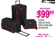 3 Piece Trolley Case, Duffle Bag And Kit Bag Set