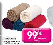 Glodina Shaggy Rib Towels Bath Sheet-Each