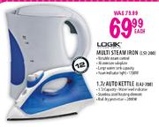 Logik Multi Steam Iron (LSI-200) & Auto Kettle-1.7L (LAJ-200)-Each