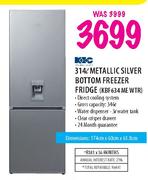 KIC Metallic Silver Bottom Freezer Fridge(KBF634MEWTR)-314Ltr