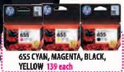 HP 655 Cyan, Magenta, Black, Yellow Each