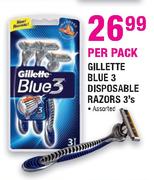 Gillette Blue 3 Disposable Razors-3's Per Pack
