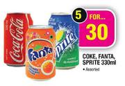 Coke,Fanta,Sprite Assorted-5x330ml