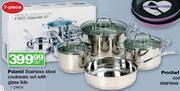 Poland Stainless Steel Cookware Set with Glass Lids-7 Piece Per Set