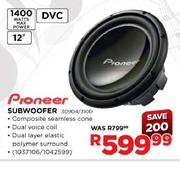 Pioneer 1400 Watts Max Power,12" Subwoofer-Each