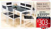 Diana Black 5 Piece Dinette 
