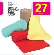 Mainstays Assorted Plain Polar Fleece Throws-120x150cm Each