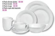 Main Stays Porcelain Dinnerware Bowls-4 Pack