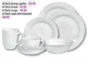 Main Stays Porcelain Dinnerware Dinner Plates-4 Pack