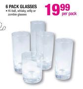 Hi-Ball, Whisky, Willy Or Zombie Glasses-6 Pack 
