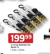 X-Strap Ratchet Tie Down-4's 4.6mx2.5mm