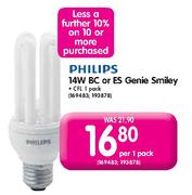 Philips 14W BC Or ES Genie Smiley CFL-Per  1's pack