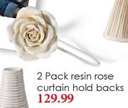Resin Rose Curtain Hold Backs-2 Pack