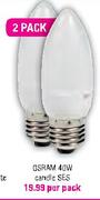 Osram 40W Candle SES-Per Pack