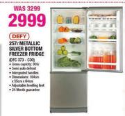 DEFY 257L Metallic Silver Bottom Freezer Fridge(DFC 373-C30))-Each