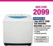 Kelvinator 14kg White Twin Tub Washing Machine(KL14TT2W)