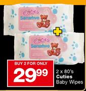 Cuties Baby Wipes-2x80's
