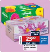 Twinsaver Facial Tissues Assorted - 180's