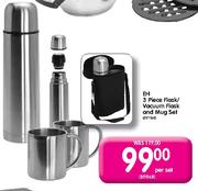 EH 3 Piece Flask/Vacuum Flask And Mug Set-Per Set