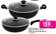 Kitchen Essentials 28cm Non-Stick Wok Glass Lid-Each