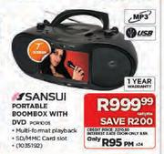 Sansui Portable Boombox With DVD(PCR1005)