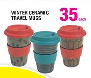 Winter Ceramic Travel Mugs Each