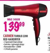 Carmen Turblo 2200 Red Hairdryer 