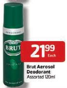Brut Aerosol Deodorant - 120ml Each