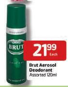 Brut Aerosol Deodorant Assorted - 120ml Each