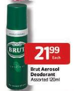 Brut Aerosol Deodorant-120ml Each