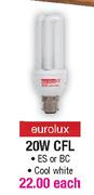 Eurolux 20W CFL ES Or BC Cool White-Each