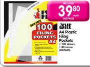 Flip File A4 Plastic Filing Pockets-Each