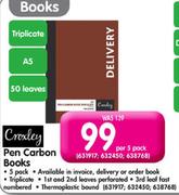 Croxley Pen Carbon Books-per 5 Pack