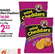 Bakers Mini Cheddars-6x33gm
