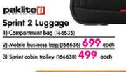 Paklite Sprint 2 Luggage Cabin Trolley-Each