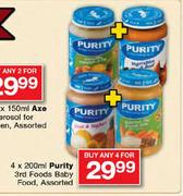 Purity 3rd Foods Baby Food Assorted-4 x 200ml