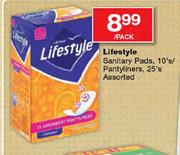 Lifestyle Sanitary Pads,10's/Pantyliners,25's Assorted-Per Pack