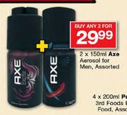 Axe Aerosol For Men Assorted-2 x 150ml