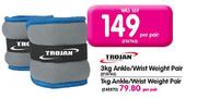 Trojan 3Kg Ankle/Wrist Weight Pair- (213762) Per Pair
