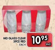 MD Glass Clear 3 Pcs Red-Each