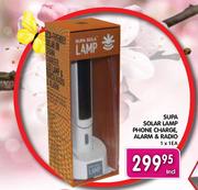 Supa Solar Lamp Phone Charge, Alarm & Radio-Each