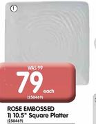 Rose Embossed 10.5" Square Platter-Each