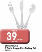 Strlehouse 3 Piece Jungle Kids Cutlery Set-Per Set