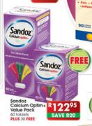 Sandoz Calcium Optim + Value Pack Tablets-60's Plus 30's Free
