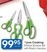 Love Cooking 3-Piece Scissors Set With Plastic Handles-Per Set