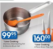 Love Cooking Stainless Steel Basting Pot & Silicone Brush Set