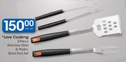 Love Cooking 3-Piece Stainless Steel & Plastic Braai Tool Set