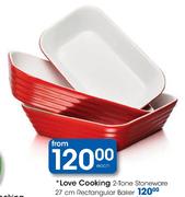 Love Cooking 2-Tone Stoneware 27cm Rectangular Baker-Each